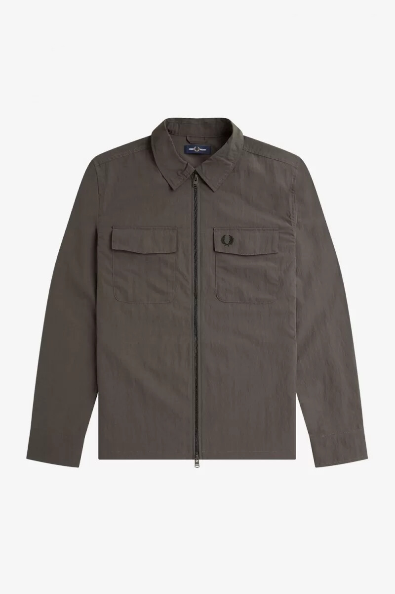 camisa ligera con cremallera fred perry para hombre color verde campo