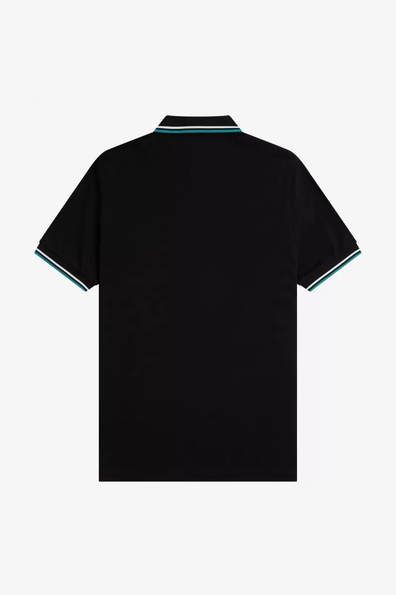 camisa fred perry m3600 para hombre color negro beige y menta intenso