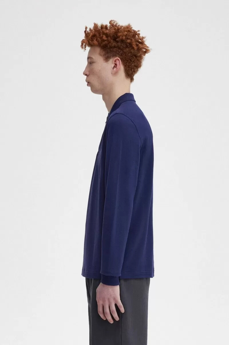camisa fred perry m6006 para hombre color azul marino francés marrón whisky