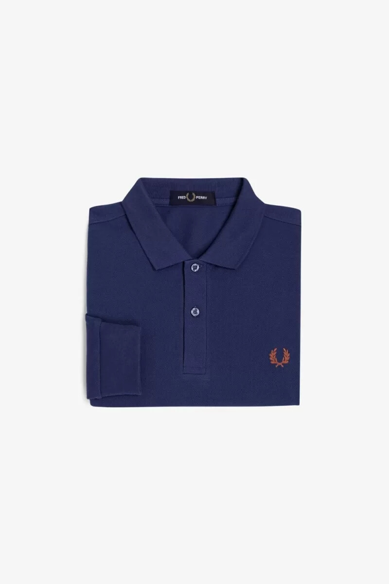 camisa fred perry m6006 para hombre color azul marino francés marrón whisky