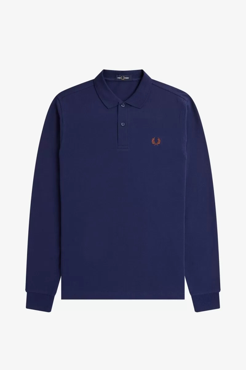 camisa fred perry m6006 para hombre color azul marino francés marrón whisky