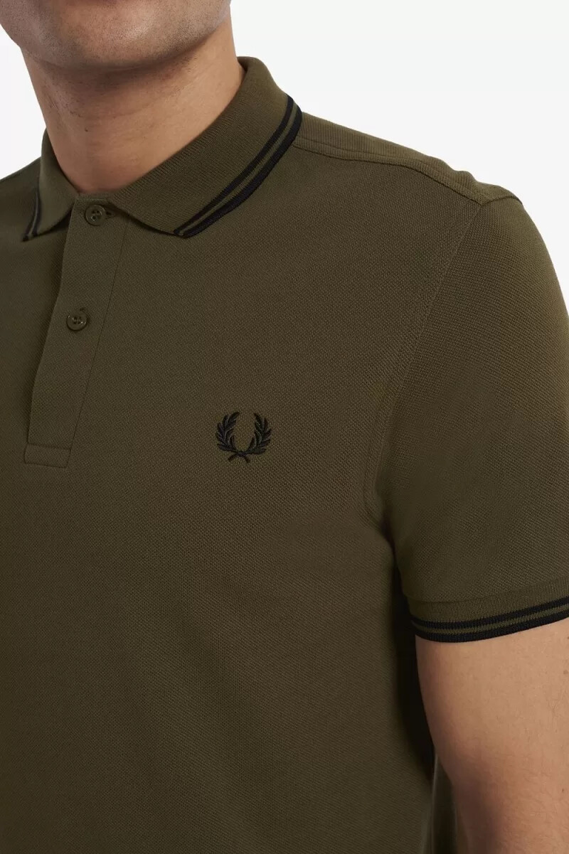 camisa fred perry m3600 para hombre uniforme verde y negro