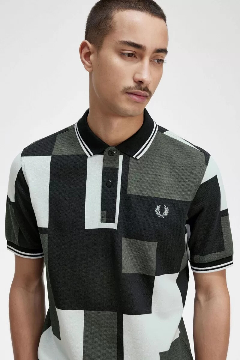 camisa fred perry pixel print para hombre en color aguamarina claro