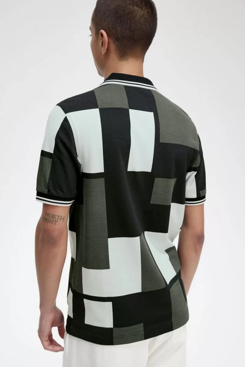 camisa fred perry pixel print para hombre en color aguamarina claro