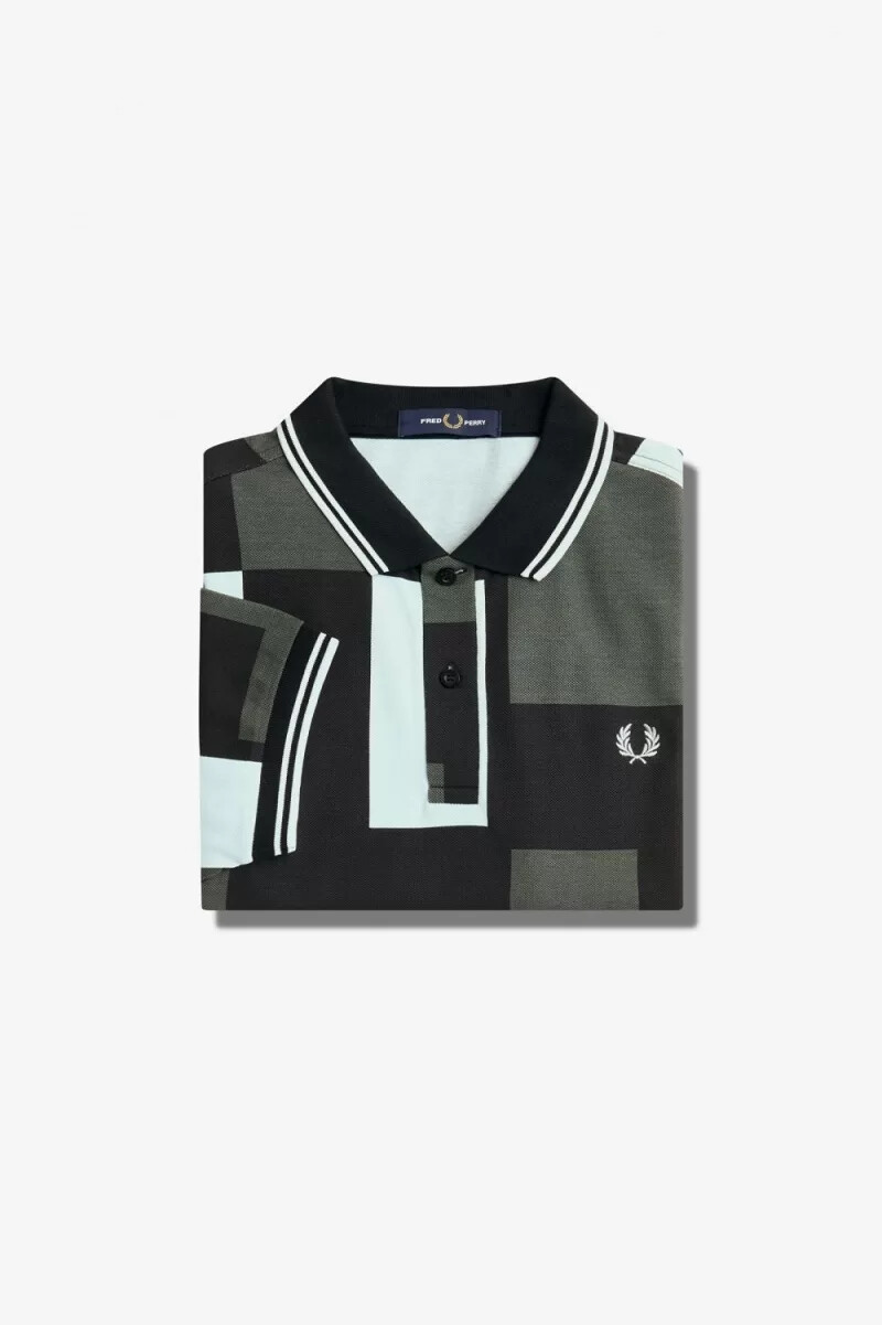 camisa fred perry pixel print para hombre en color aguamarina claro