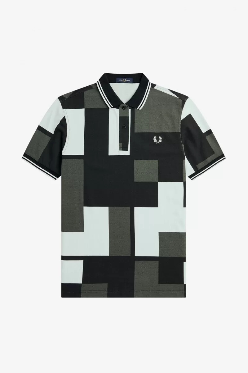 camisa fred perry pixel print para hombre en color aguamarina claro