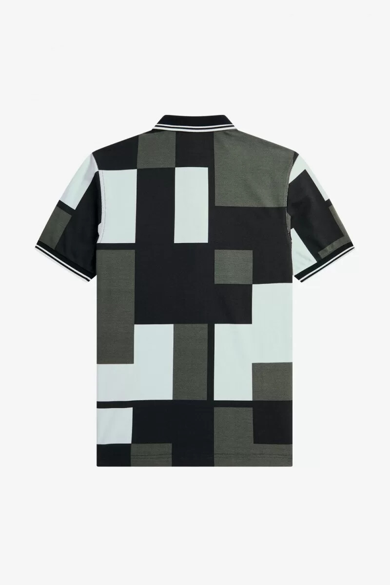 camisa fred perry pixel print para hombre en color aguamarina claro