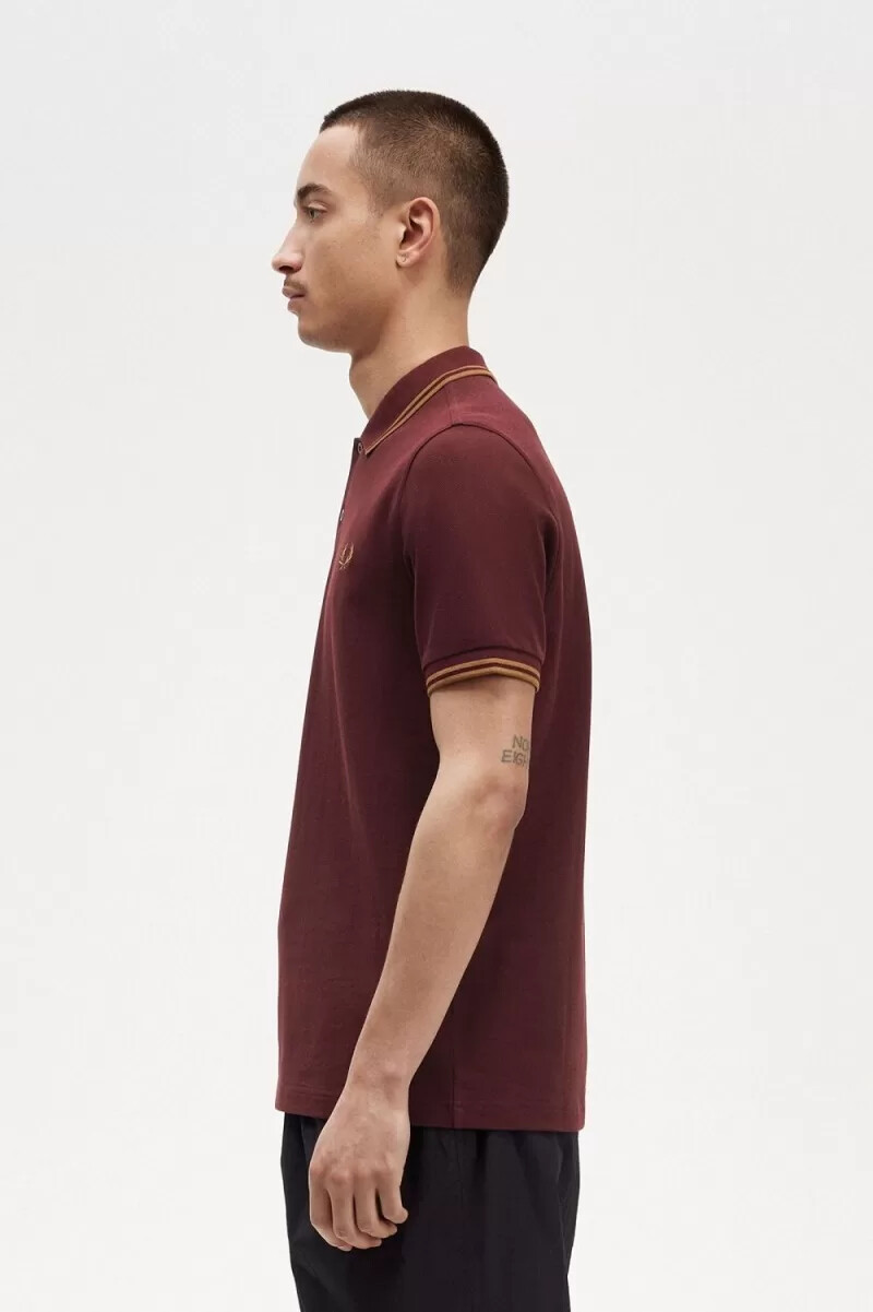 camisa fred perry m3600 para hombre color marrón sangre