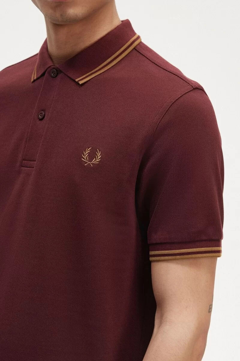 camisa fred perry m3600 para hombre color marrón sangre