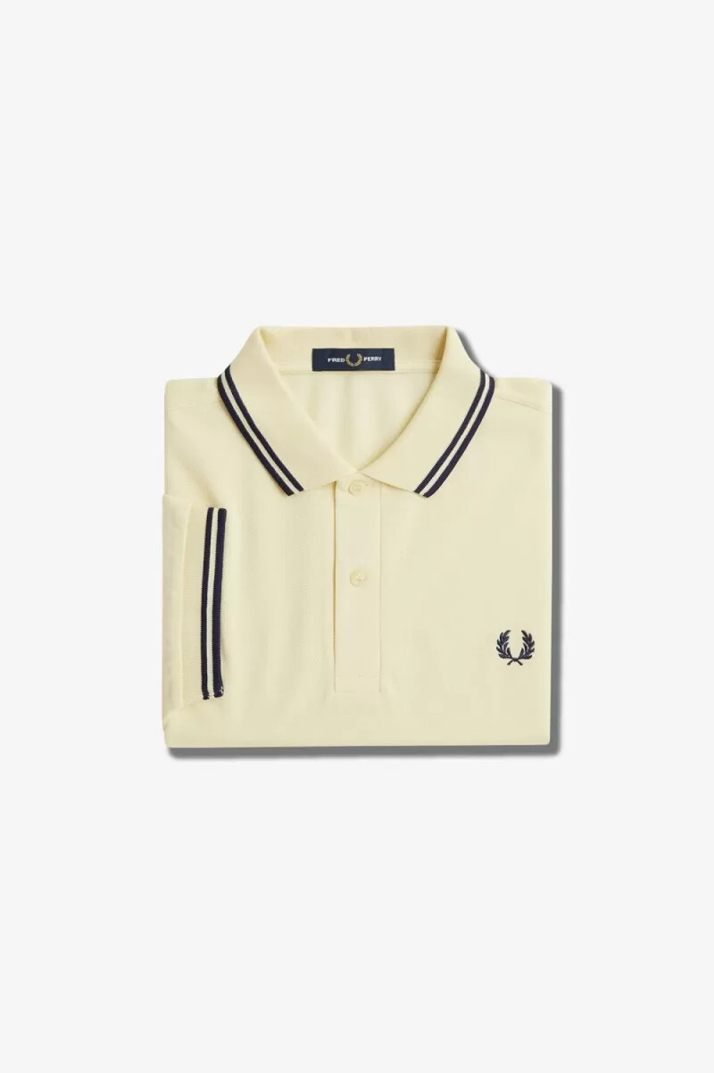 camisa fred perry m3600 para hombre color crema aguamarina azul marino francés