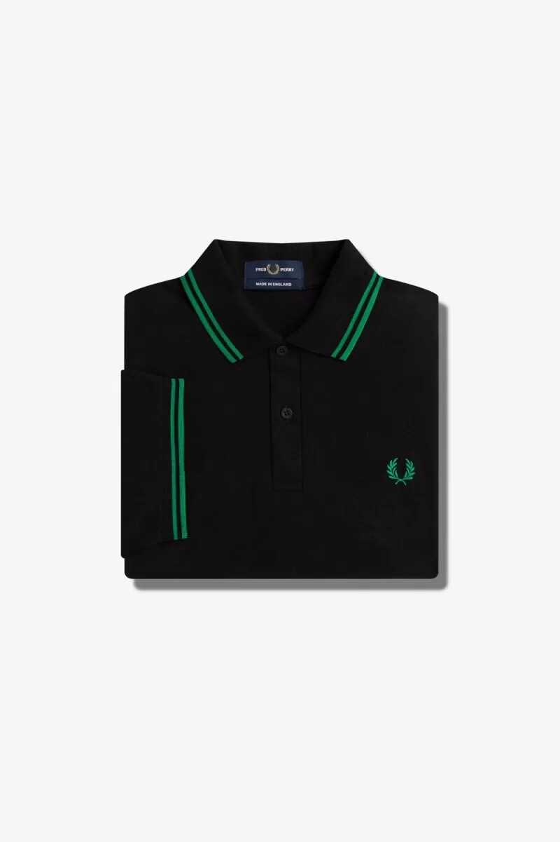 camisa fred perry m12 para hombre negra y verde