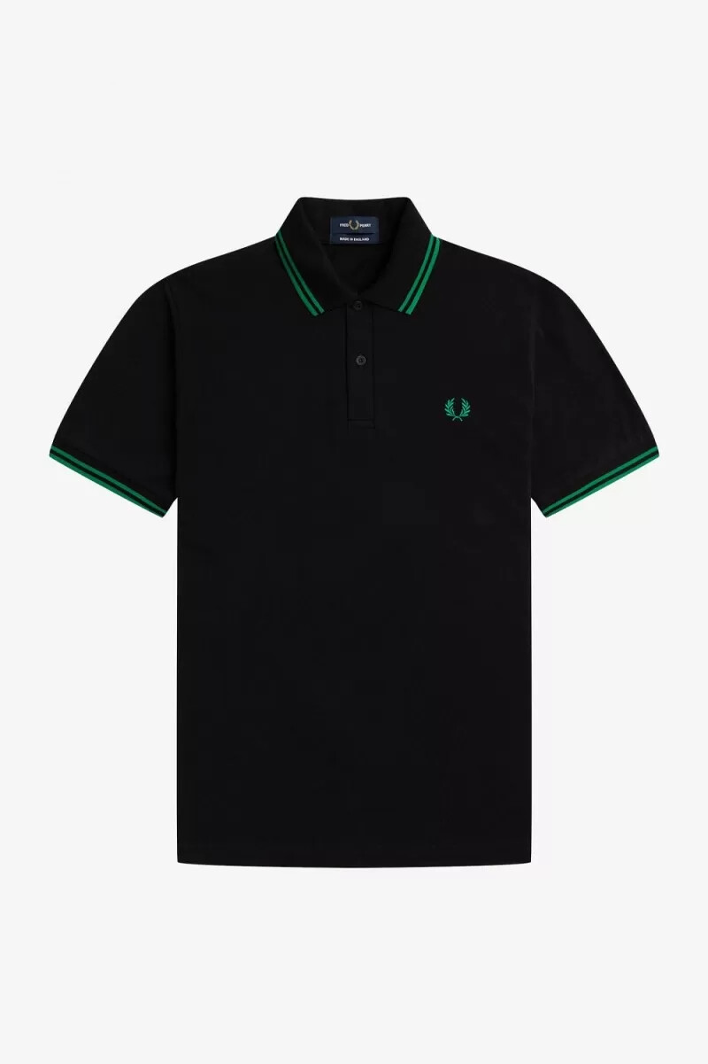 camisa fred perry m12 para hombre negra y verde