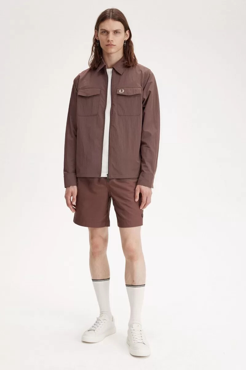 camisa fred perry con cremallera para hombre color rojo oscuro