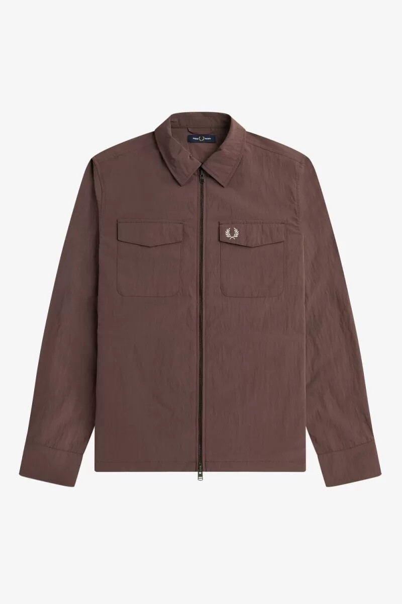 camisa fred perry con cremallera para hombre color rojo oscuro