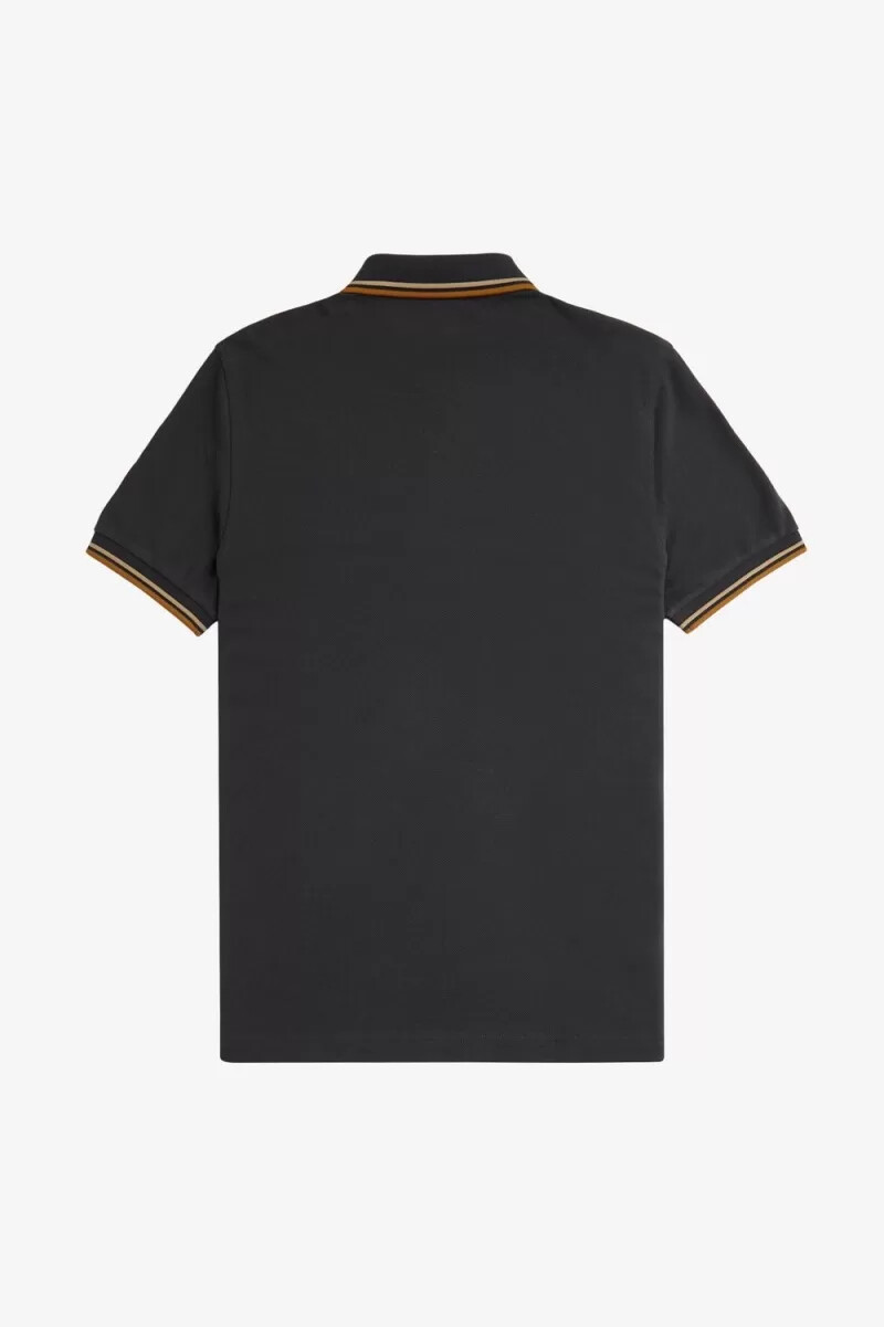 camisa fred perry m3600 para hombre color gris ancla verde y café oscuro