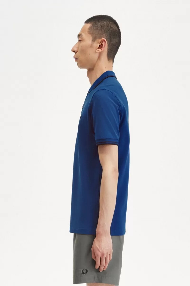 camisa fred perry m3600 para hombre color azul marino cobalto sombreado
