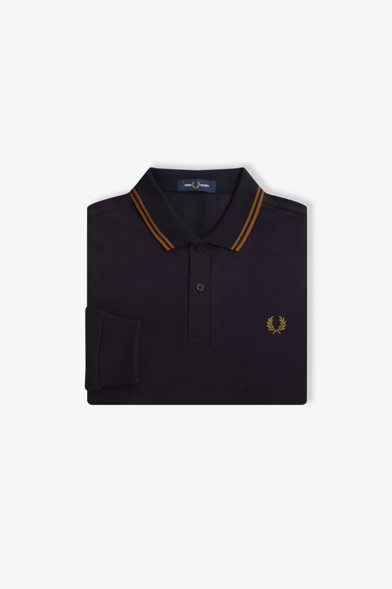 camisa fred perry m3636 para hombre azul marino café oscuro café oscuro