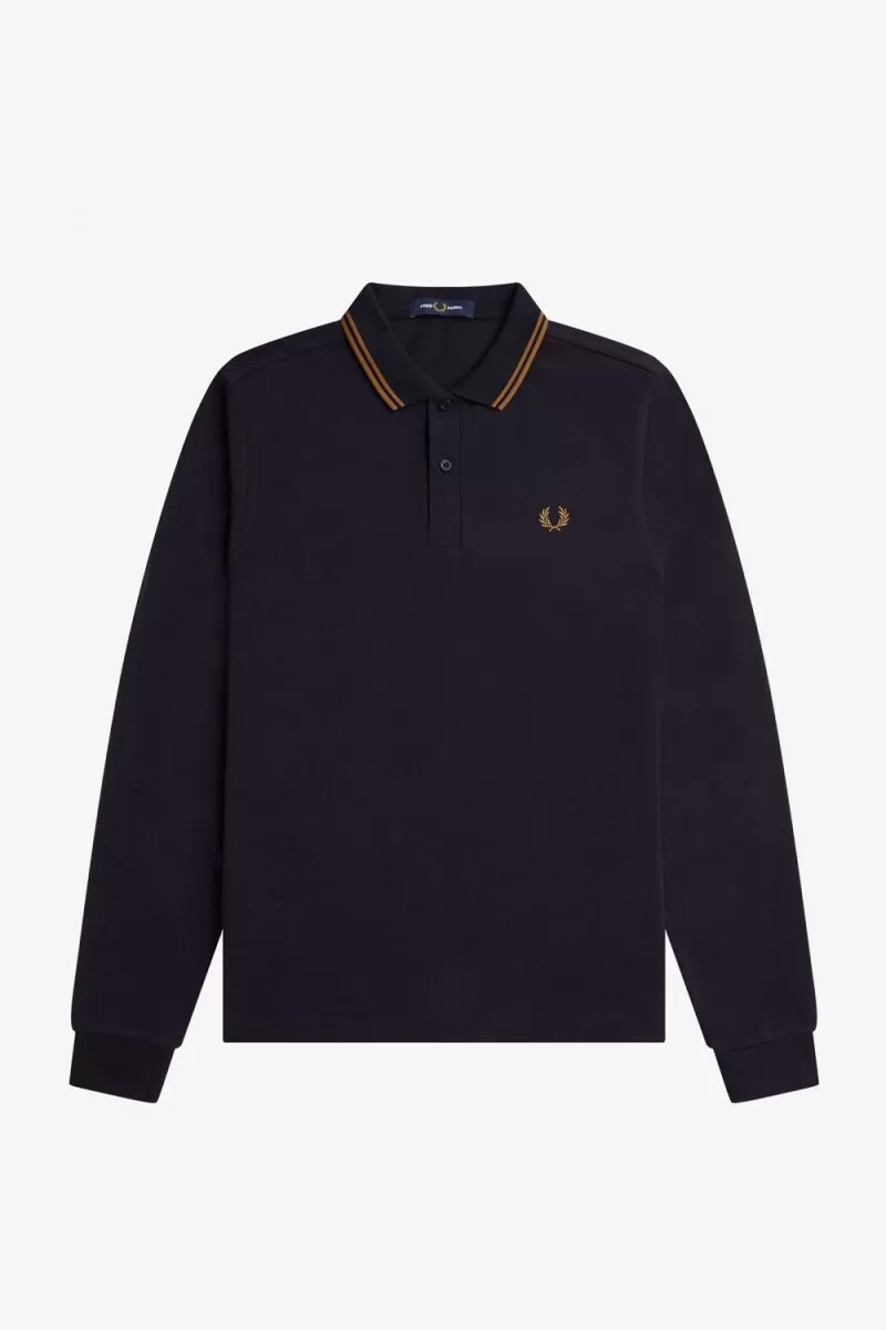 camisa fred perry m3636 para hombre azul marino café oscuro café oscuro