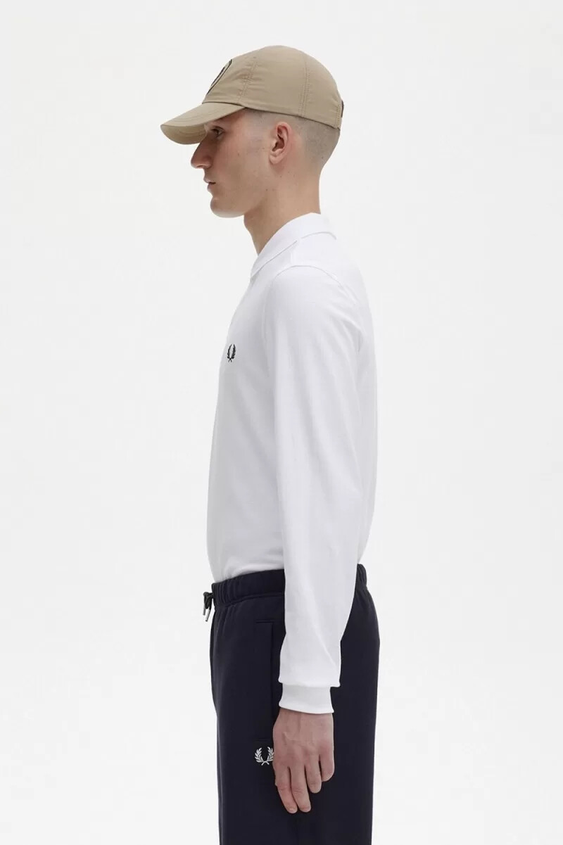 camisa fred perry m6006 para hombre blanca y azul marino