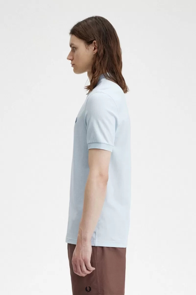 camisa fred perry m6000 para hombre color azul medianoche aguamarina claro