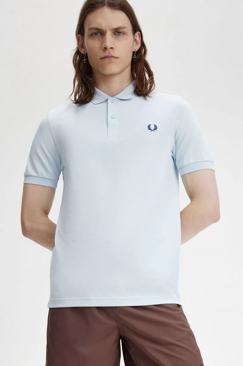 camisa fred perry m6000 para hombre color azul medianoche aguamarina claro