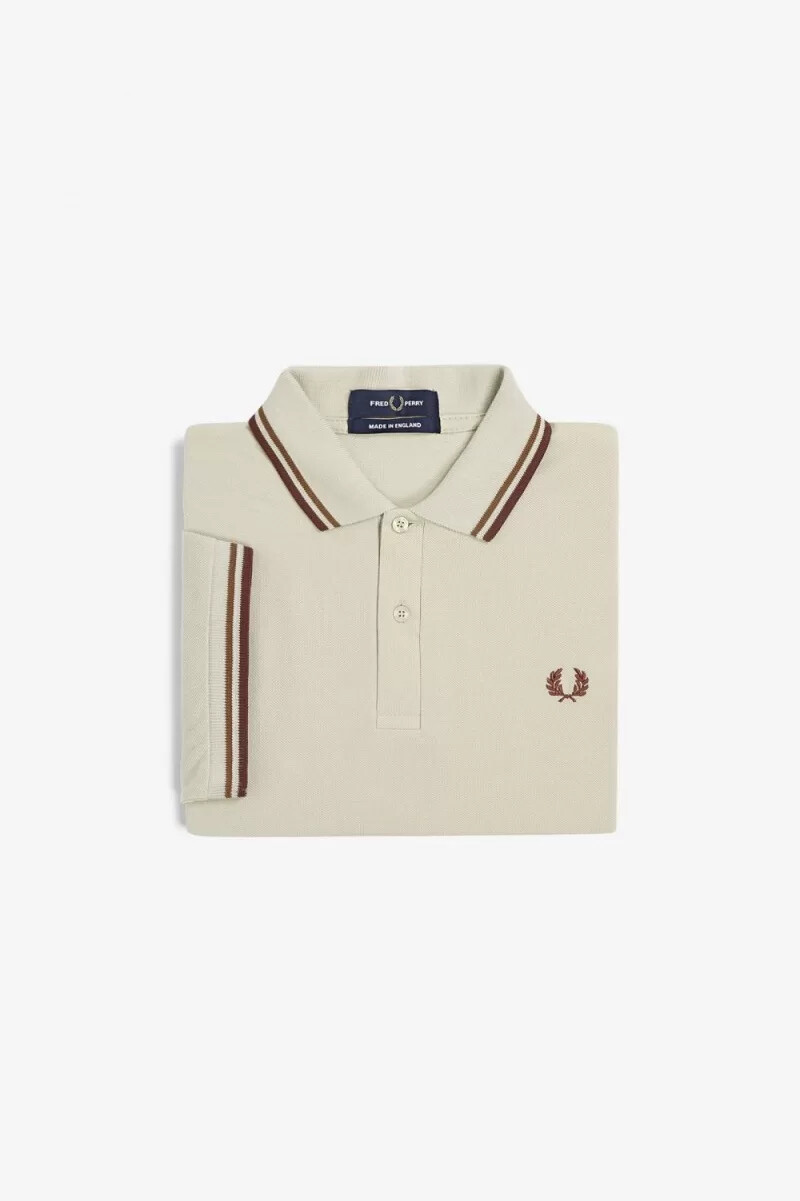camisa fred perry m12 para hombre color avena café oscuro marrón whisky