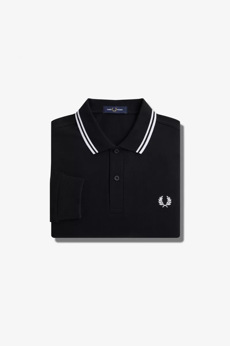 camisa fred perry rave graphic de manga larga para hombre color negro