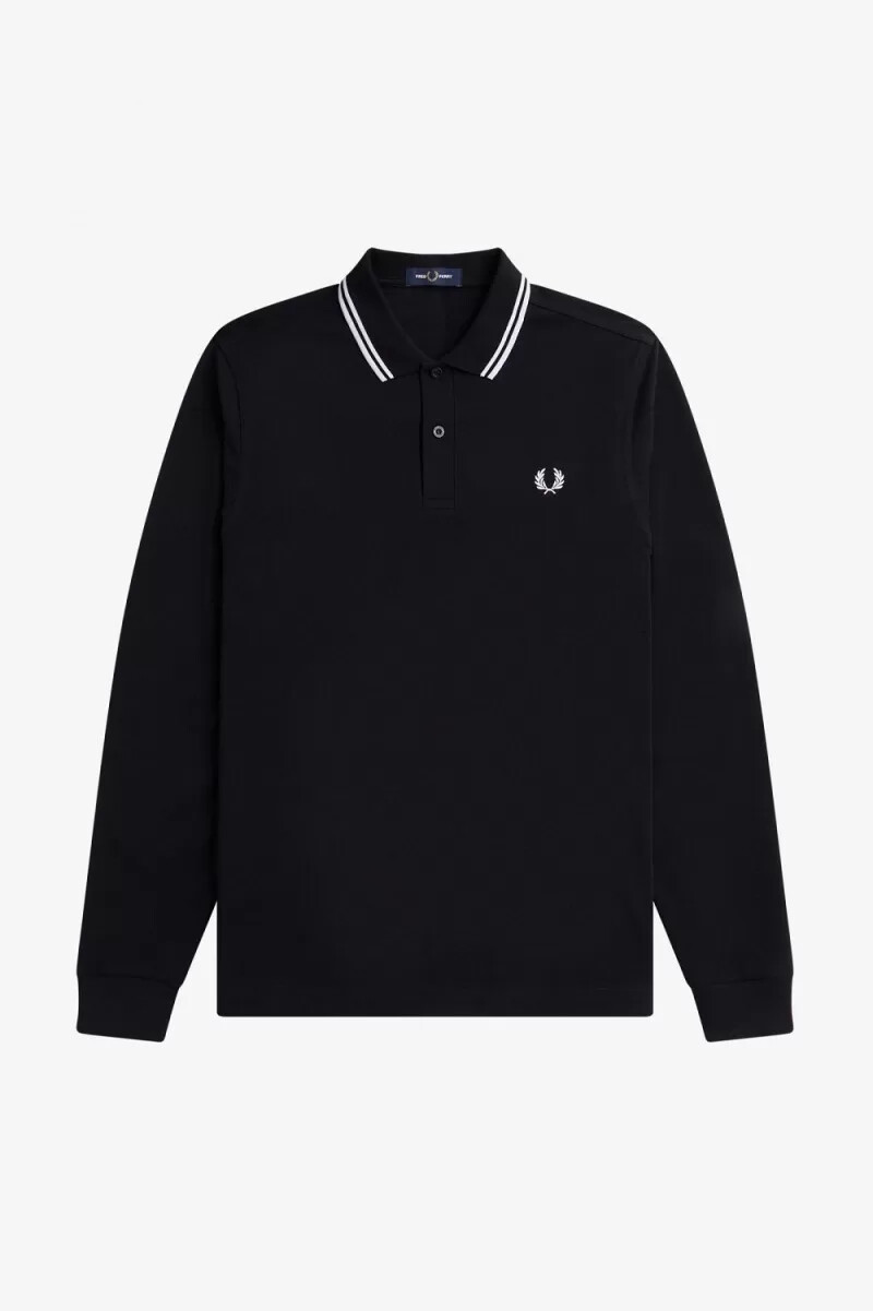 camisa fred perry rave graphic de manga larga para hombre color negro