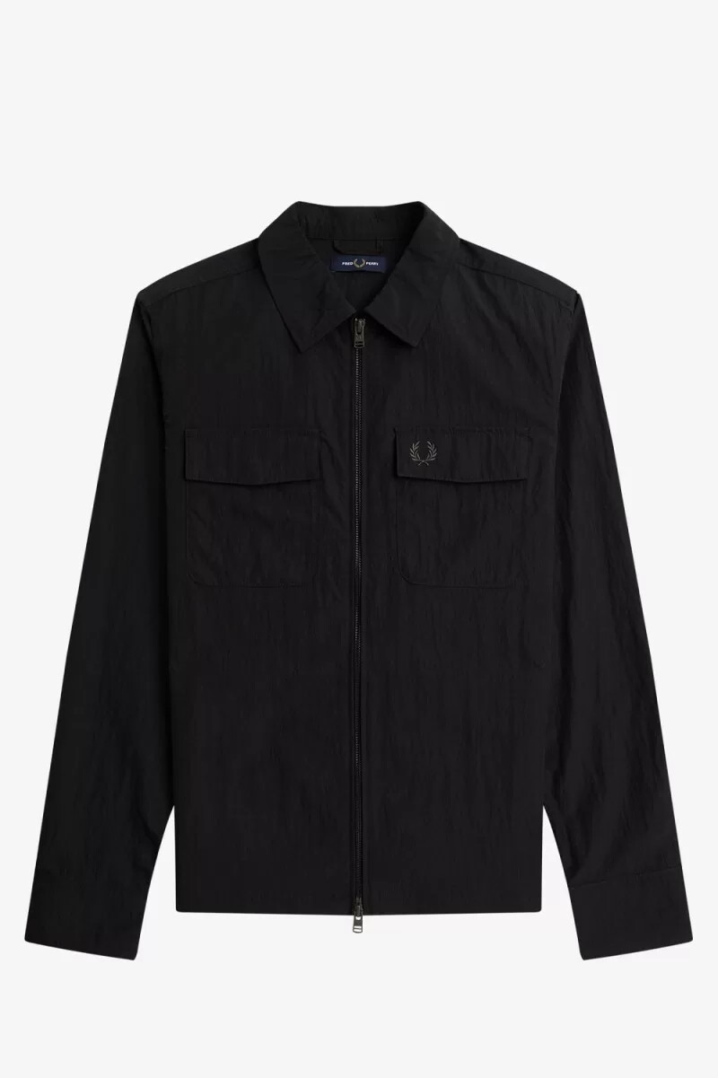 camisa fred perry con cremallera para hombre color negro