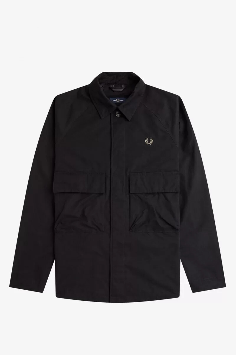 camisa utilitaria fred perry negra para hombre