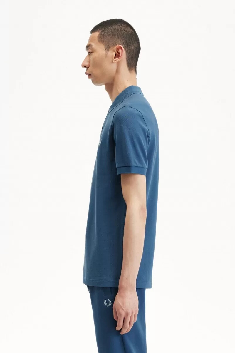 camisa fred perry m6000 para hombre azul medianoche aguamarina claro
