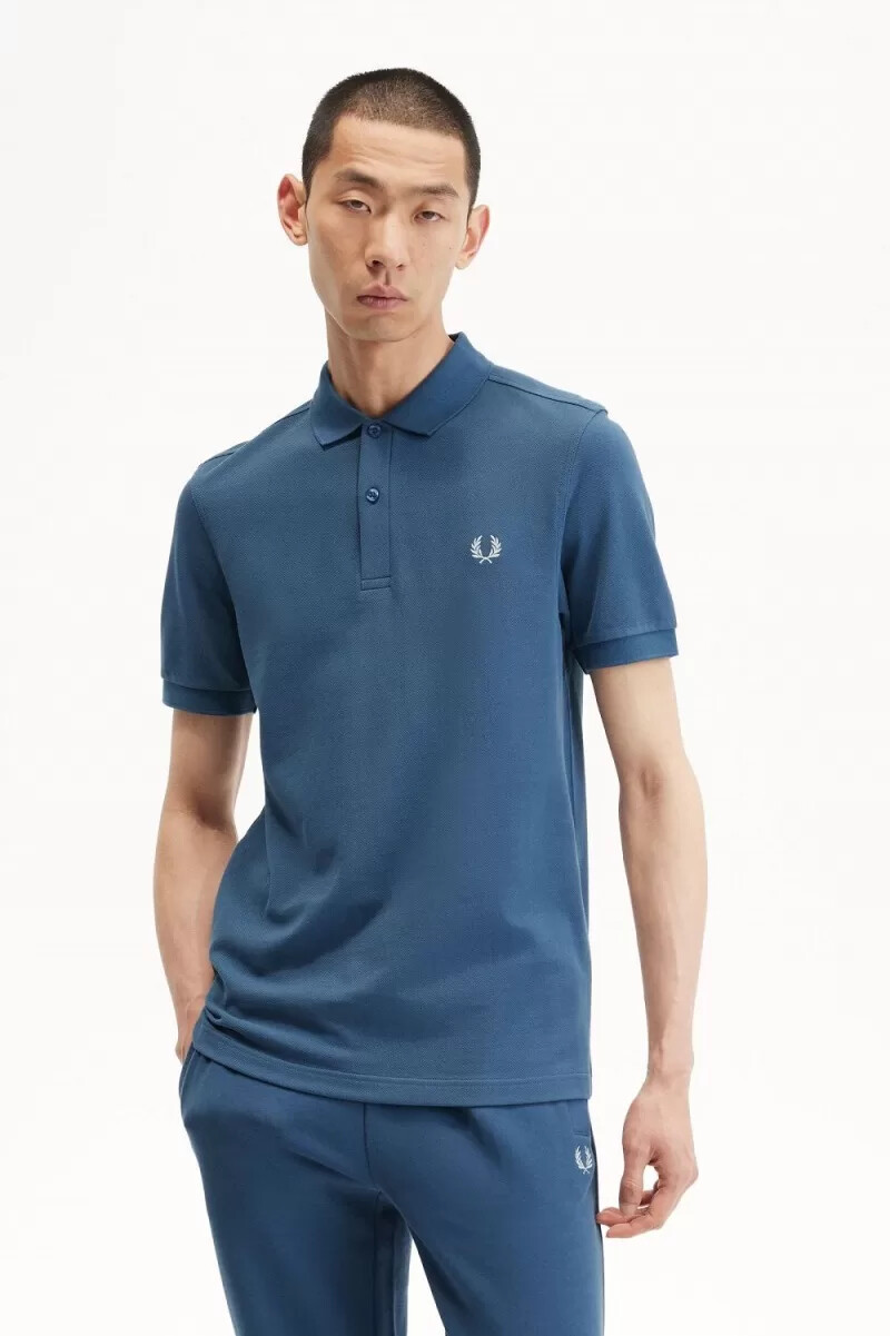 camisa fred perry m6000 para hombre azul medianoche aguamarina claro