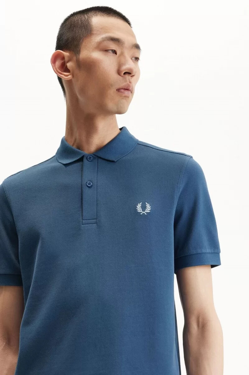 camisa fred perry m6000 para hombre azul medianoche aguamarina claro
