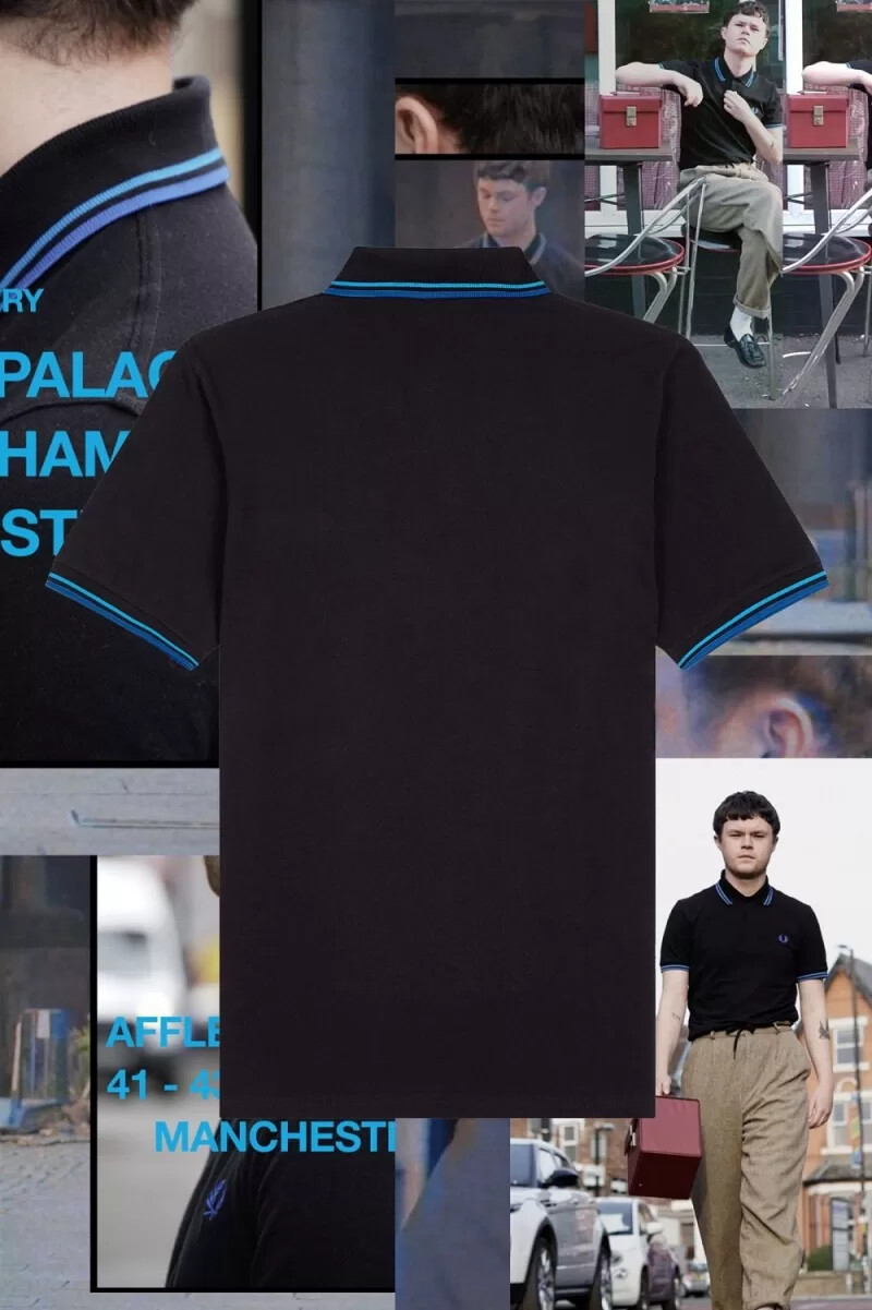 camisa fred perry m12 para hombre negra y azul