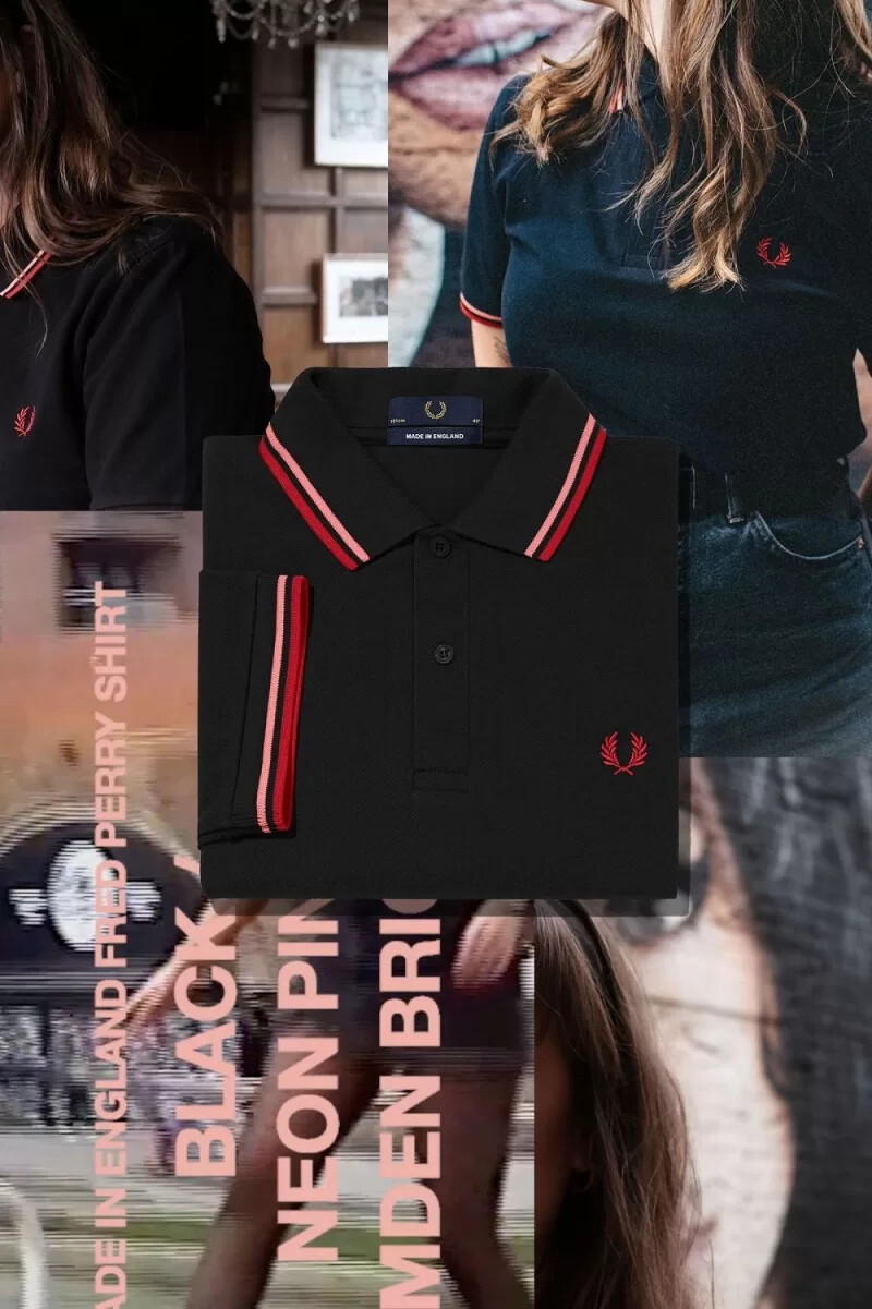 camisa fred perry m12 para hombre color negro coral camden brick