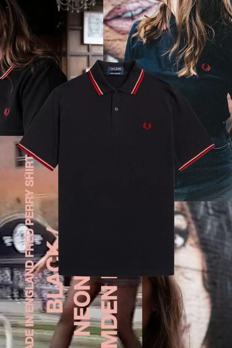 camisa fred perry m12 para hombre color negro coral camden brick