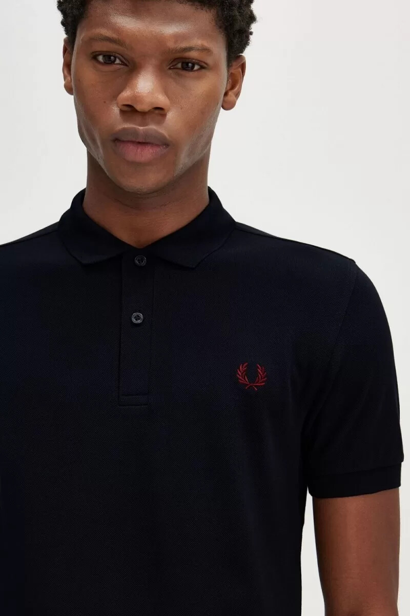 camisa fred perry m6000 para hombre azul marino rojo quemado