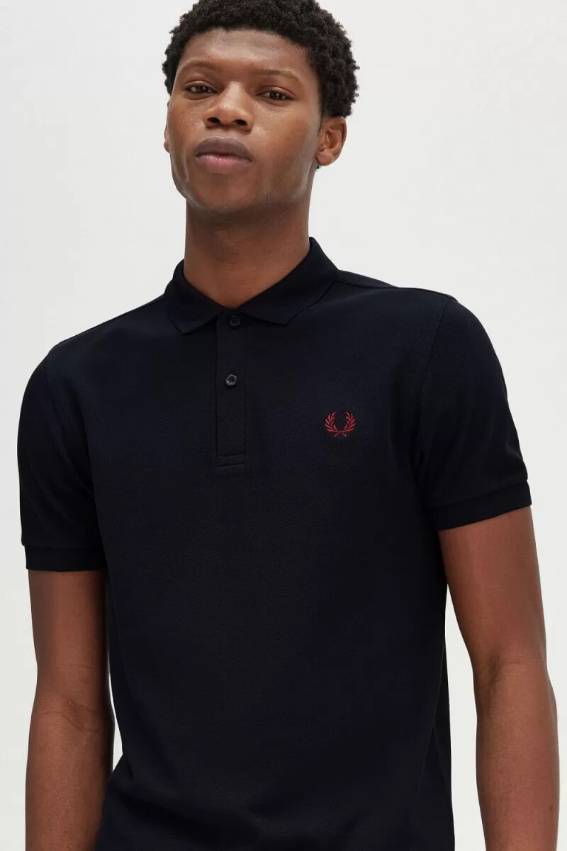 camisa fred perry m6000 para hombre azul marino rojo quemado