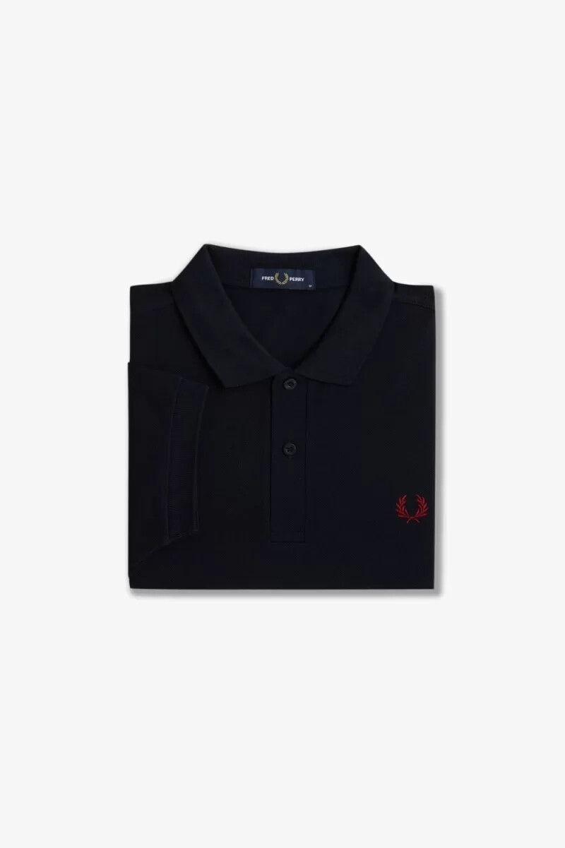 camisa fred perry m6000 para hombre azul marino rojo quemado