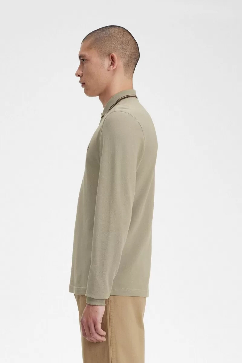 camisa fred perry m3636 para hombre gris cálido rojo oscuro