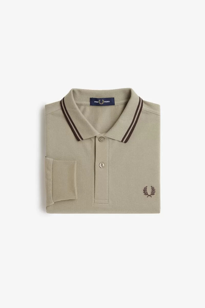 camisa fred perry m3636 para hombre gris cálido rojo oscuro