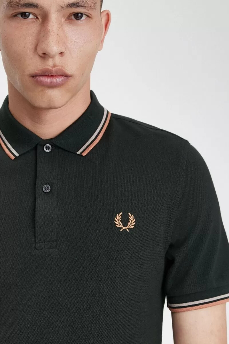 camisa fred perry m3600 para hombre verde noche gris cálido Óxido claro