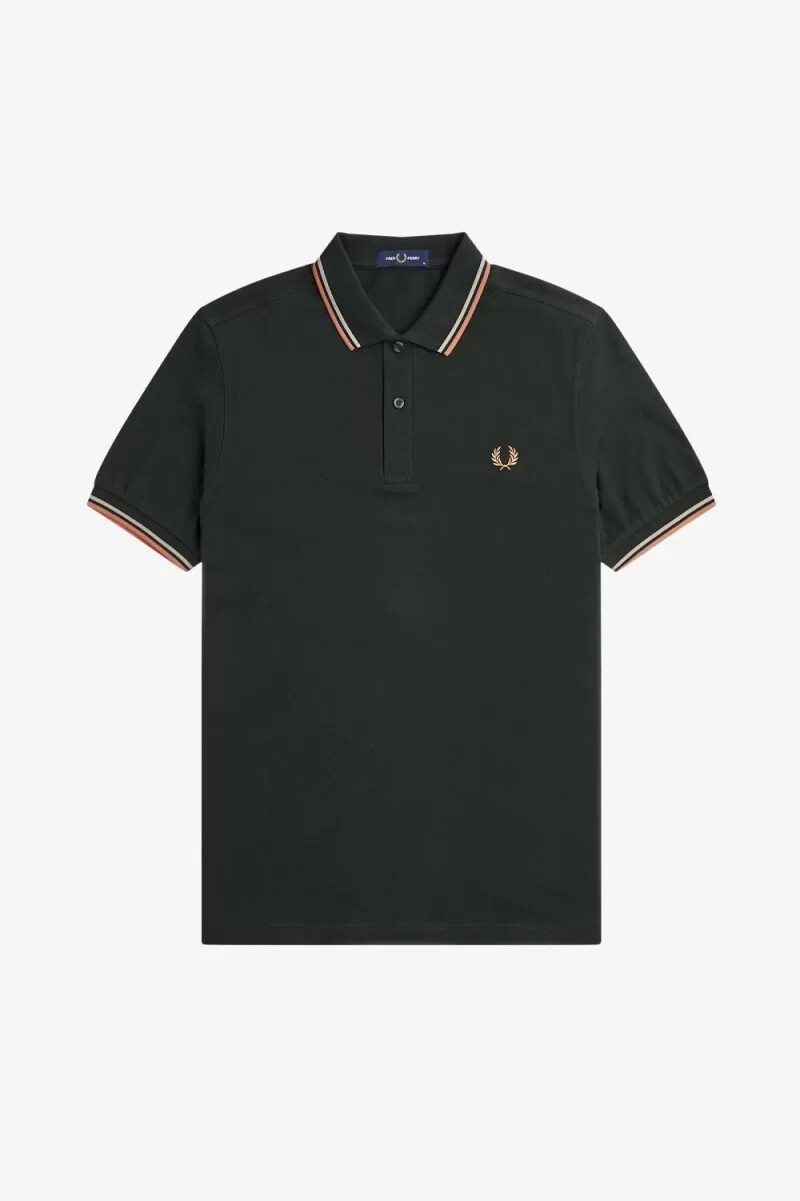 camisa fred perry m3600 para hombre verde noche gris cálido Óxido claro