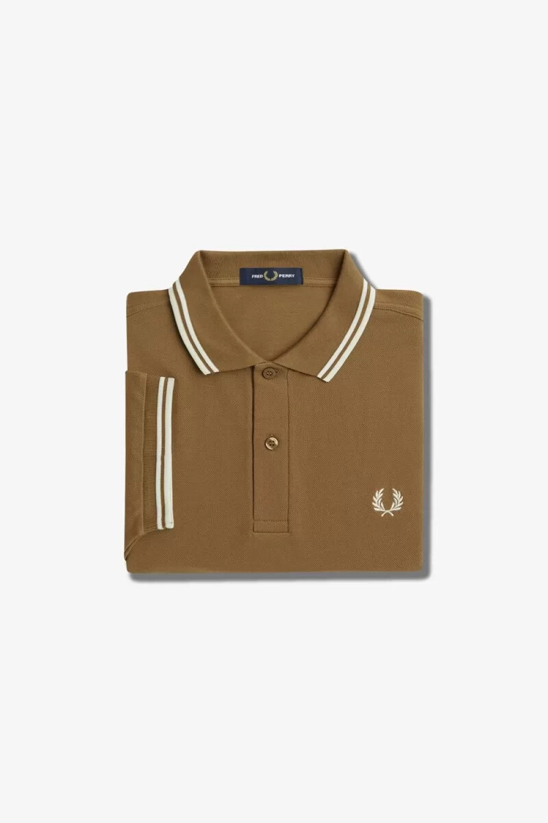 camisa fred perry m3600 para hombre marrón blanco nieve y beige