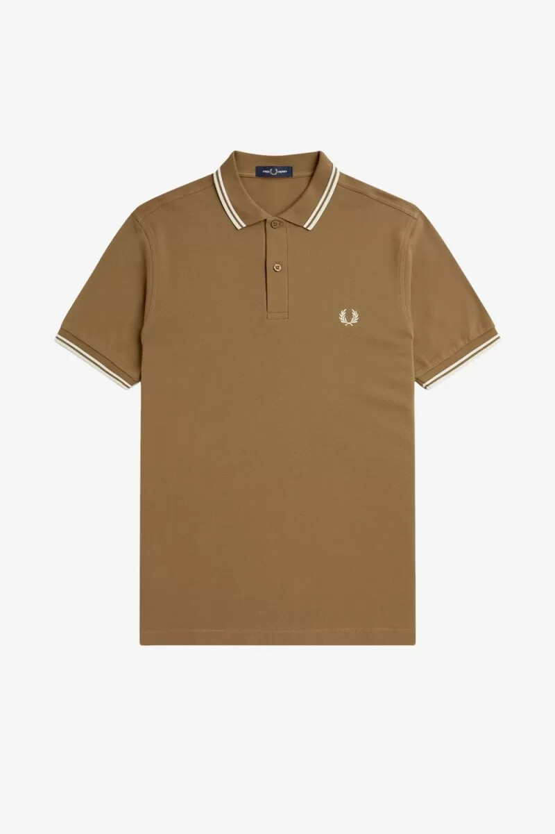 camisa fred perry m3600 para hombre marrón blanco nieve y beige