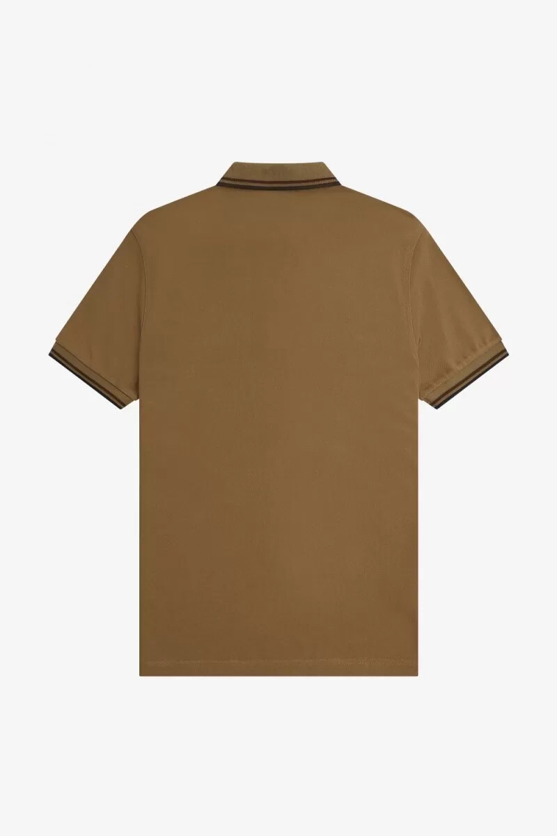 camisa fred perry m3600 para hombre color marrón tabaco quemado y negro