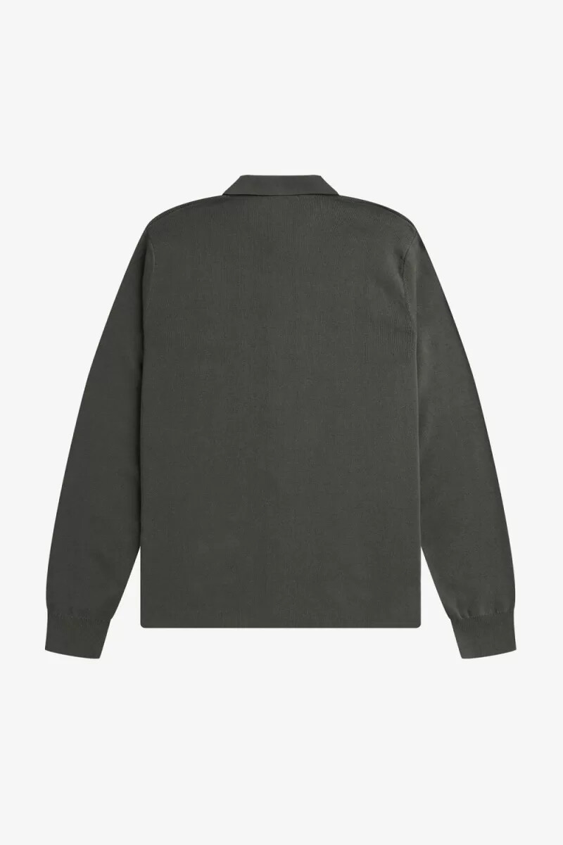 camisa de punto con botones fred perry para hombre color verde campo
