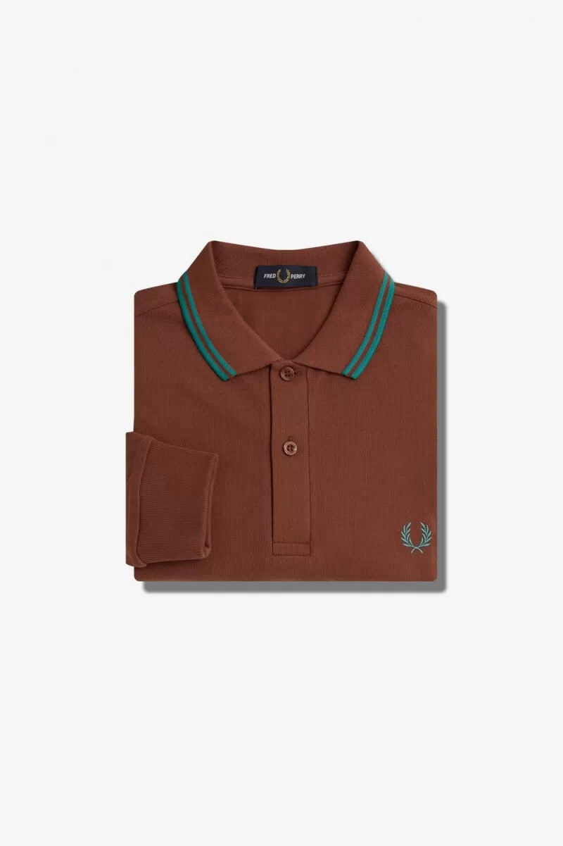 camisa fred perry m3636 para hombre color marrón whisky menta oscura menta oscura