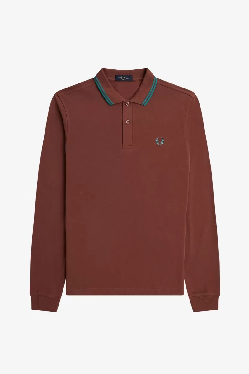 camisa fred perry m3636 para hombre color marrón whisky menta oscura menta oscura