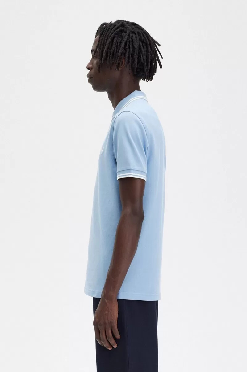 camisa fred perry m3600 para hombre azul cielo blanco nieve